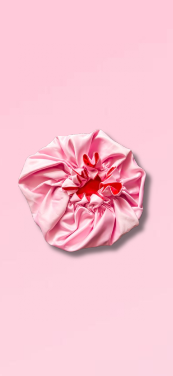 Double-Sided Satin Bonnet | Light Pink &amp; Red